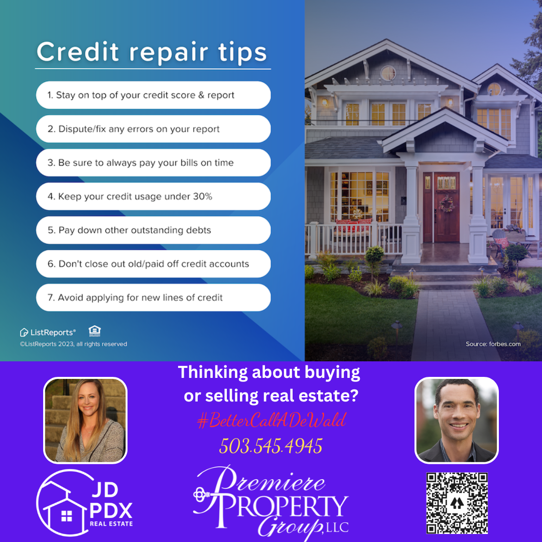 Credit repair tips JD PDX Real Estate