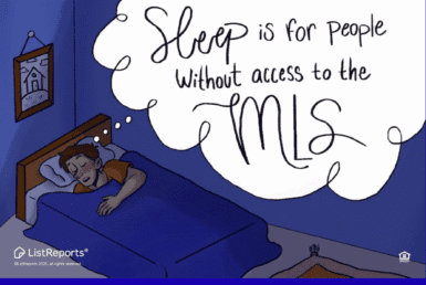 Always On the Hunt for Your Perfect Home. Illustration of a person sleeping with a dream bubble reading “Sleep is for people without access to the MLS.” Below, JD PDX Real Estate and Premiere Property Group branding with agent photos, contact info, and the tagline #BetterCallADeWald