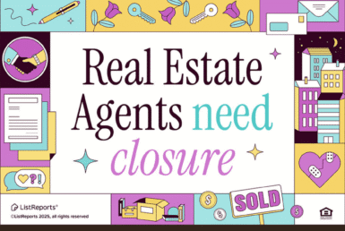 Moving On Never Looked So Good. Colorful real estate graphic with icons of houses, keys, hearts, and “SOLD” signs. The text reads “Real Estate Agents need closure.” Below are JD PDX Real Estate and Premiere Property Group logos with agent photos, contact info, and hashtag #BetterCallADeWald
