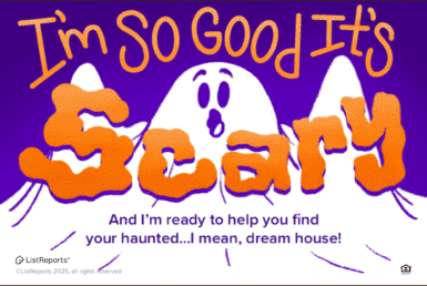 This Home Search Is Frighteningly Easy. A playful Halloween-themed image with a friendly cartoon ghost and the words “I’m so good it’s scary,” promoting JD PDX Real Estate and Premiere Property Group.