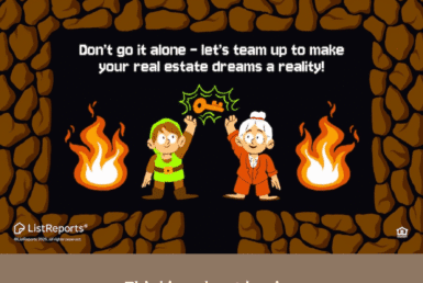 Press Start to Unlock Your Dream Home. A retro video game–style illustration shows two cartoon characters in a cave with torches, one holding a glowing golden key. The image promotes JD PDX Real Estate and Premiere Property Group with the tagline encouraging teamwork to achieve real estate goals